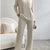 Ribbed Knit V-Neck Top and Pants Lounge Set Tan