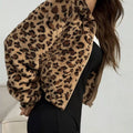 Leopard Print Fuzzy Cropped Jacket