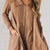Lace Trim Button-Down Mini Dress Camel