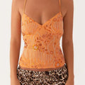 Embroidered Sequin Tie Back Cami