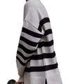 Side Slit Striped Oversized Knit Sweater