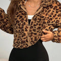 Leopard Print Fuzzy Cropped Jacket