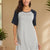 Round Neck Short Sleeve Contrast Lounge Dress Light Gray