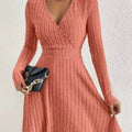 Ribbed Knit Wrap Mini Dress