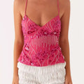 Embroidered Sequin Tie Back Cami