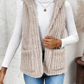 Fuzzy Hooded Vest with Pockets