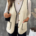 V-Neck Button Up Vest Coat
