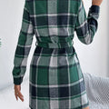 Plaid Button Front Tie Waist Shirt Dress
