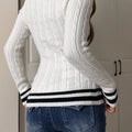 Classic V-Neck Cable Knit Sweater