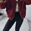 Sherpa Snap-Down Jacket Burgundy