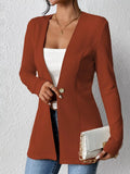 One Button Long Sleeve Blazer Brown