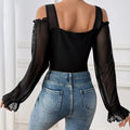 Cold Shoulder Flounce Sleeve Bodysuit