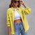 Distressed Drop Shoulder Denim Jacket Yellow