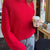 Ribbed Round Neck Sweater Red