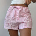 Bow Striped Drawstring Casual Shorts