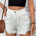 Distressed Raw Hem High Rise Denim Shorts