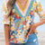 Multicolour Crochet V Neck Half Sleeve Boho Floral Blouse Floral