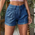 Pleated Detail High Rise Denim Shorts Medium