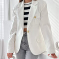 Lapel Collar One Button Blazer White