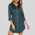 Button Up Collared Neck Night Dress with Pocket Deep Teal