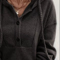 Button-Front Drawstring Hoodie