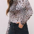 Leopard Print Long Sleeve Mock Neck Bodysuit