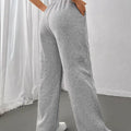 Relaxed Fit Drawstring Waist Solid Pants