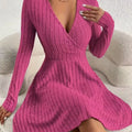 Ribbed Knit Wrap Mini Dress