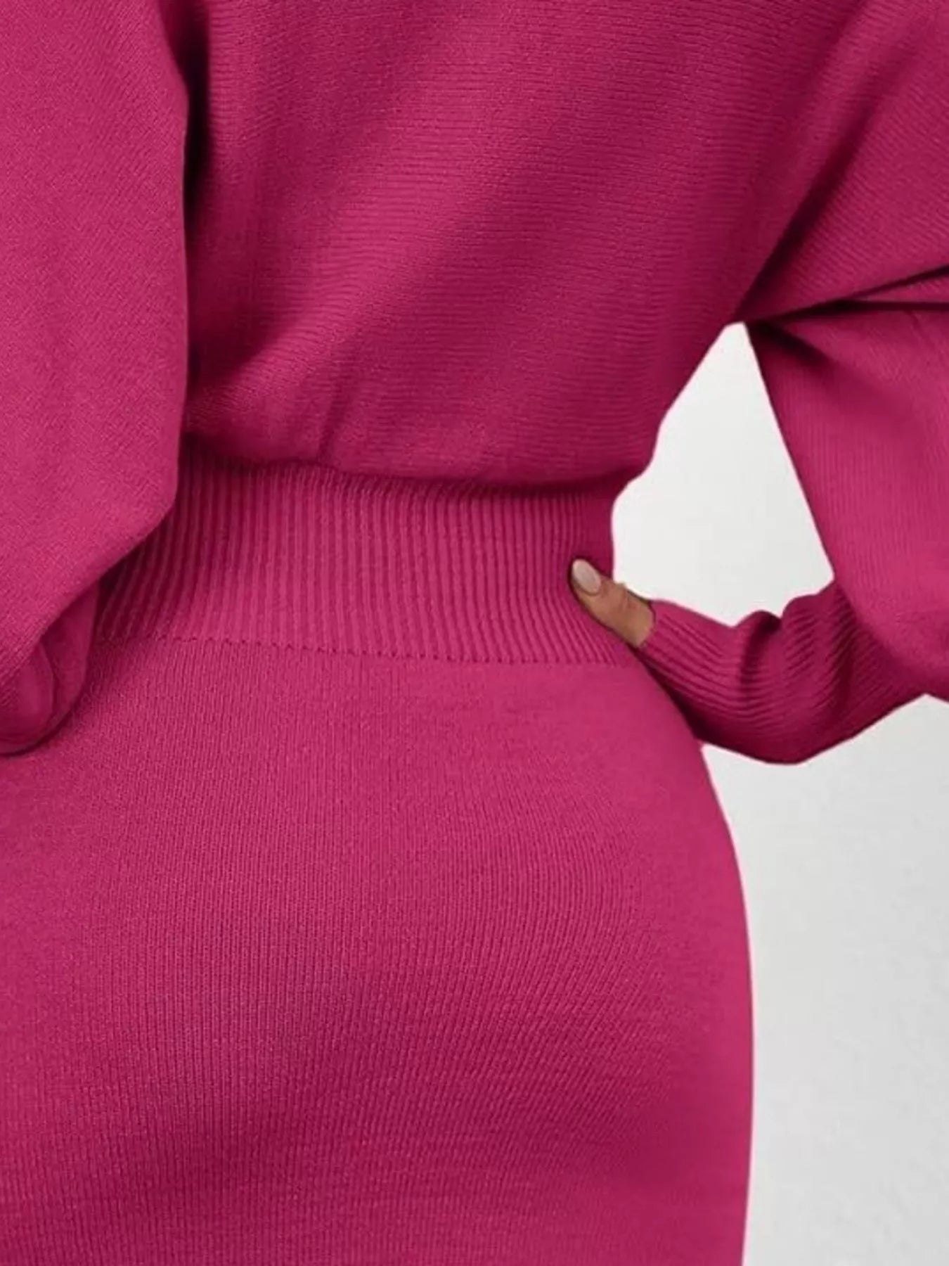 Lantern Sleeve Bodycon Sweater Dress