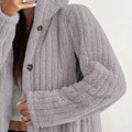 Full Size Fleece Button Up Hooded Outerwear Plus Size