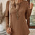 Plus Size Casual Waffle Knit Long Sleeve T-Shirt Beige