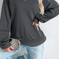 Lace Patchwork Detail Notched Mineral Wash Sweatshirt