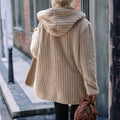 Open Front Ribbed Hooded Coat