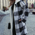 Plaid Open Front Coat with Pockets