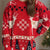 Christmas Element Round Neck Long Sleeve Sweater Deep Red One Size