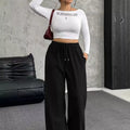 Full Size Drawstring Wide Leg Pants Plus Size