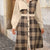 Plaid Button Up Long Sleeve Shirt Dress Cream