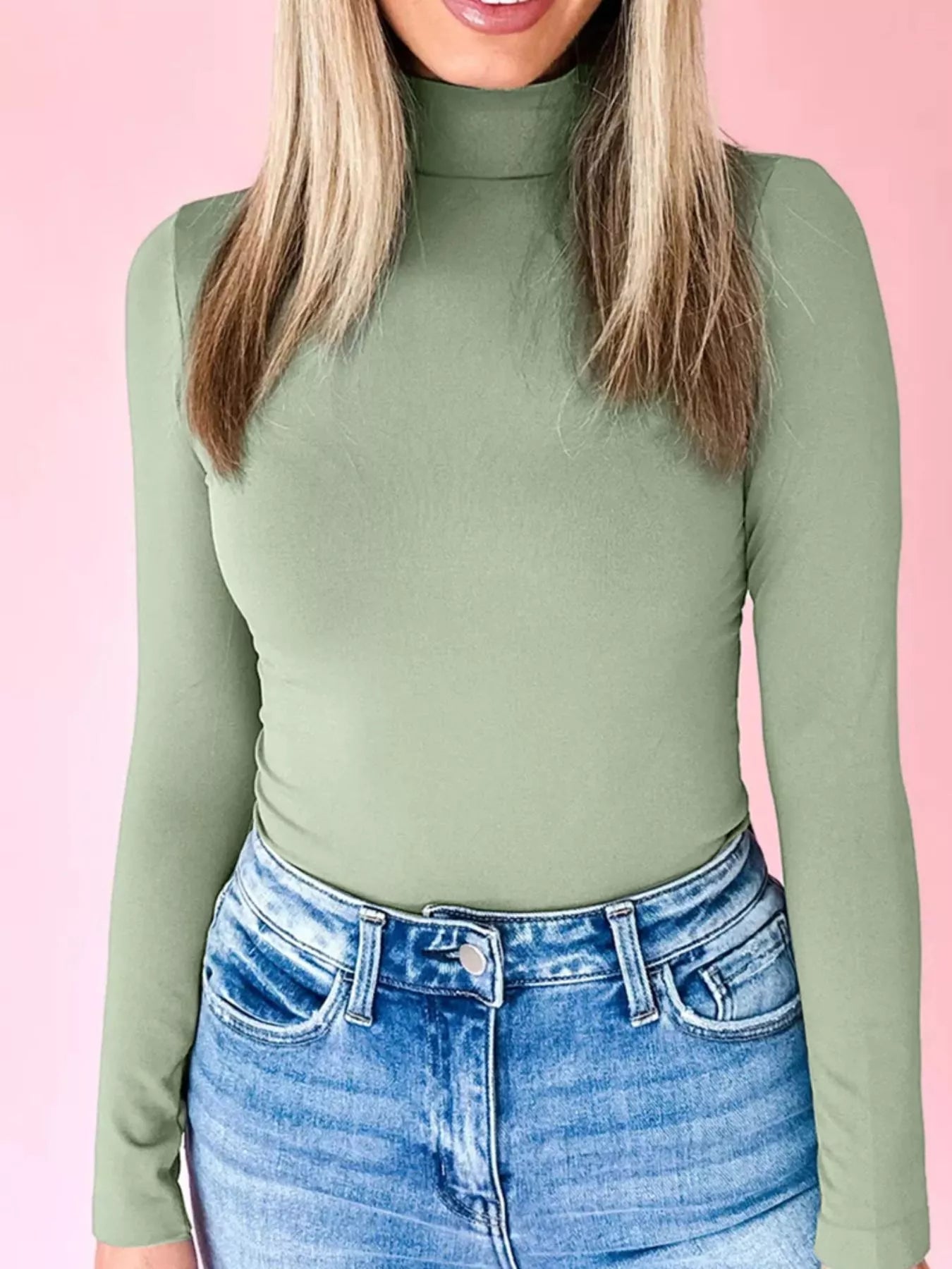 Long Sleeve Turtleneck T-Shirt Sage
