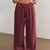 Full Size Drawstring Wide Leg Pants Plus Size Wine Red