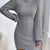 Turtleneck Ribbed Knit Sweater Dress Gray