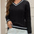 Classic Cable Knit V-Neck Sweater Black