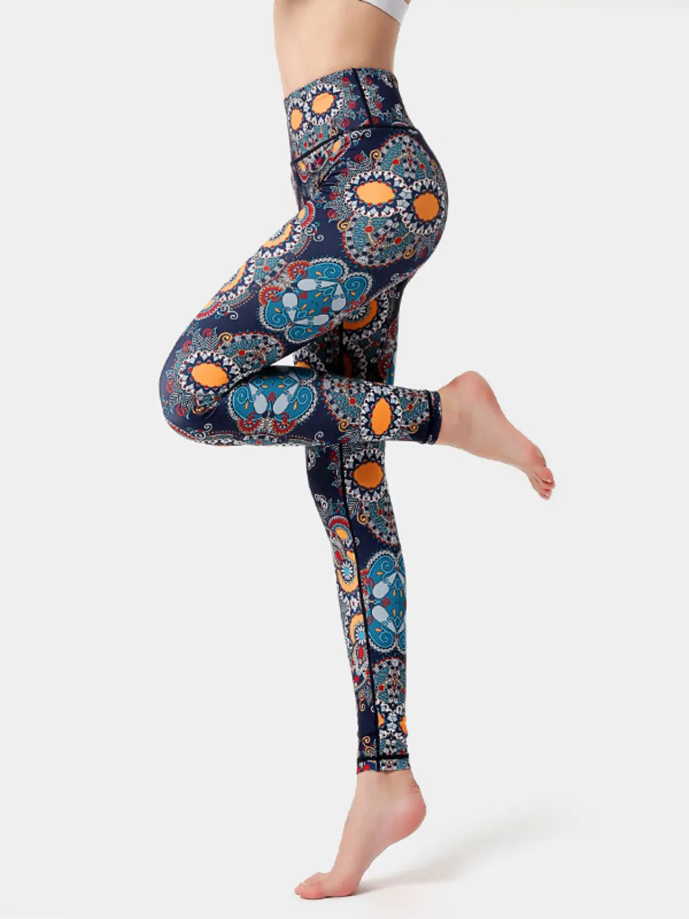Printed High Waist Active Leggings Orange