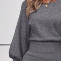 Lantern Sleeve Bodycon Sweater Dress