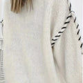 Contrast Stitching Dropped Shoulder Sweater