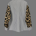 Striped & Leopard Print Button Up Shirt