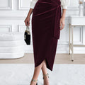 Side Tied Velvet Skirt
