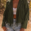 Cropped Fringe Faux Suede Jacket