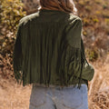 Cropped Fringe Faux Suede Jacket