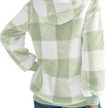 Full Size Plaid Sherpa Drawstring Hoodie Plus Size