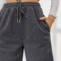 Relaxed Fit Drawstring Waist Solid Pants